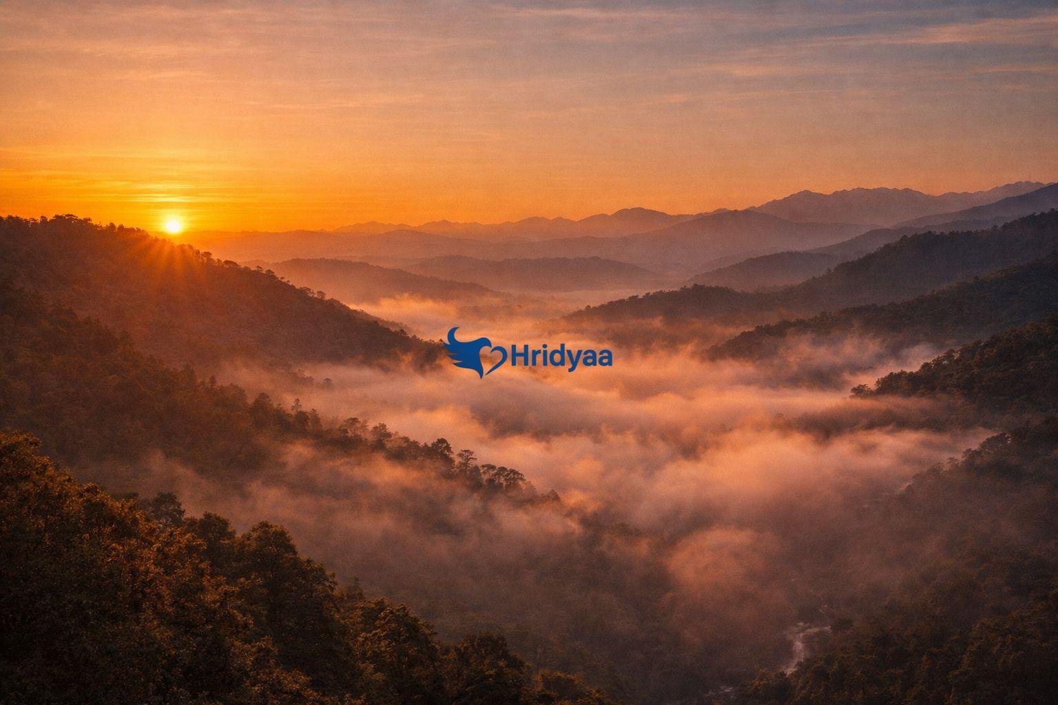 Gaindkhal sunrise with valley clouds near Rishikesh
