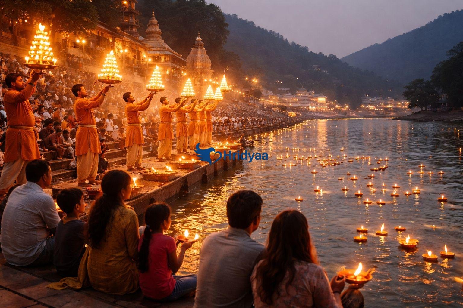 Ganga Aarti at Triveni Ghat during festival season