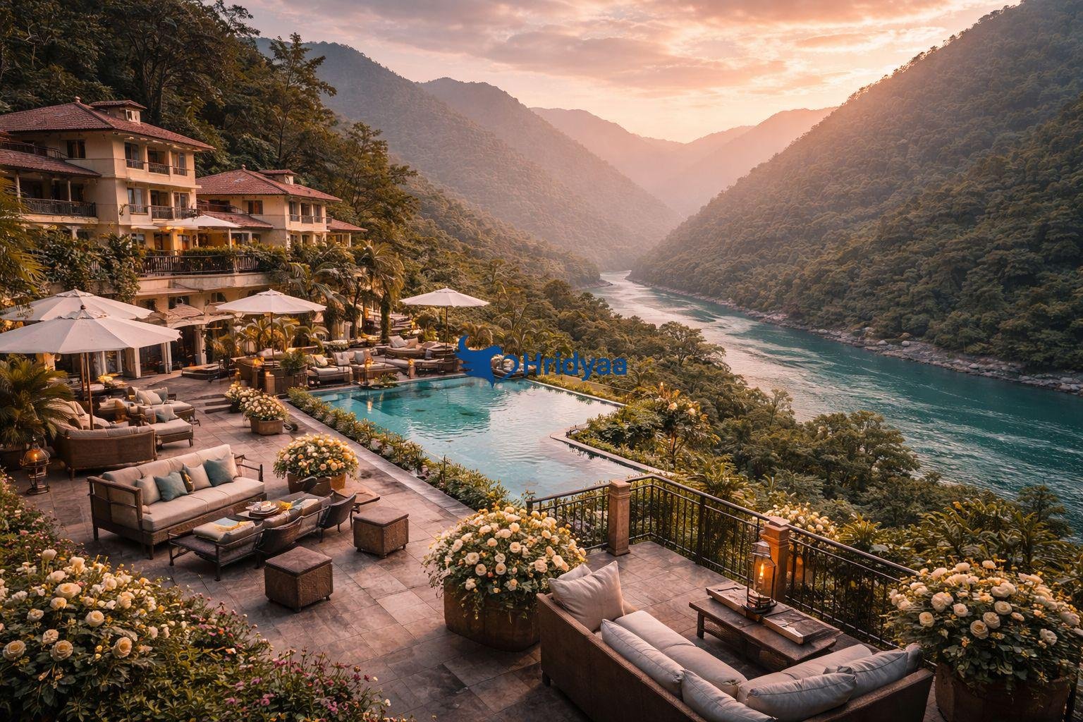 Luxury pool resort in Rishikesh for 1 night stay