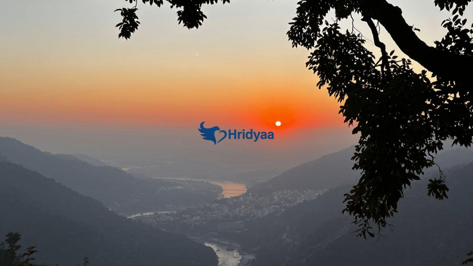Sunrise view from Kunjapuri Temple overlooking Himalayan peaks near Rishikesh