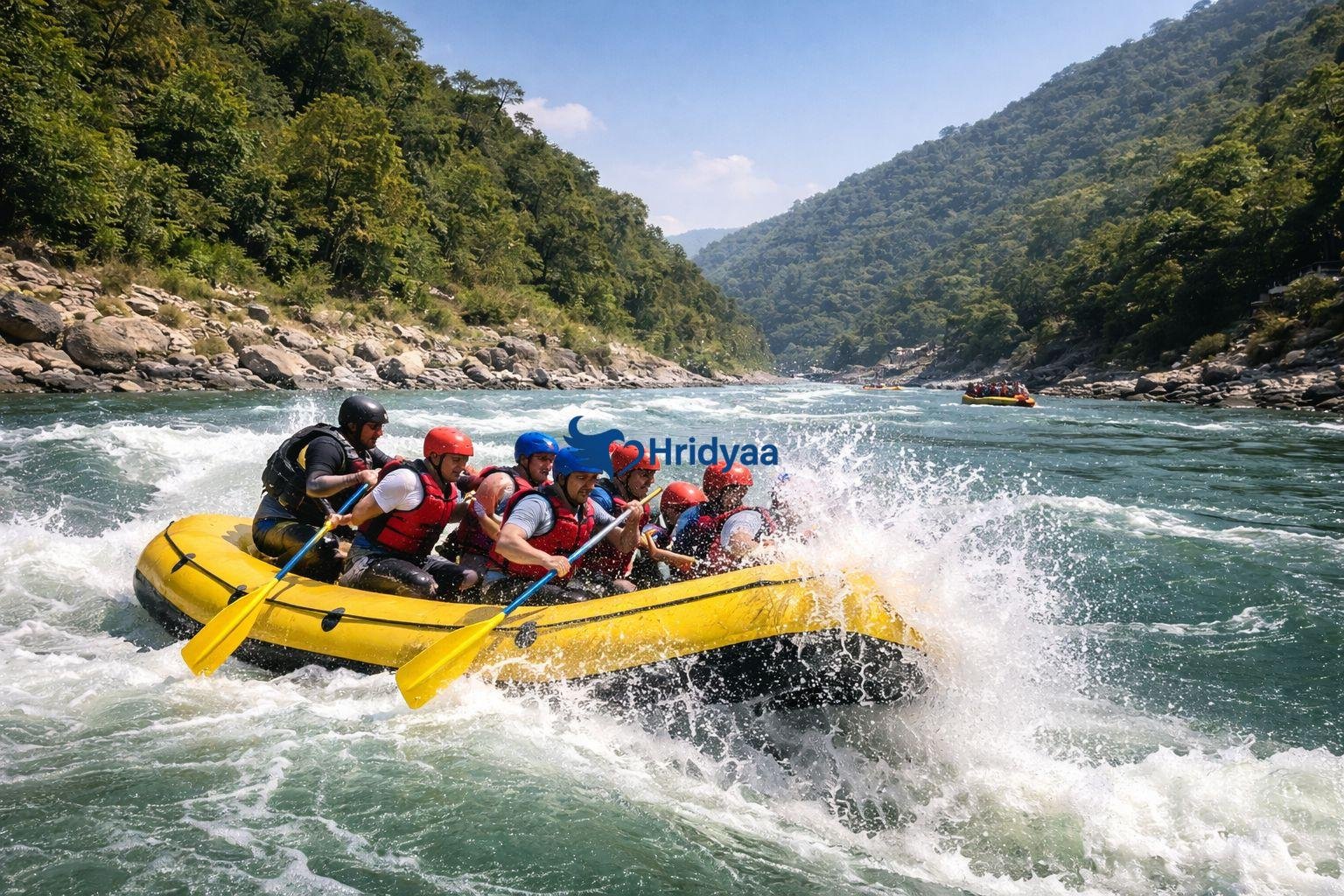 Rafting in Rishikesh during March to June peak season at Shivpuri stretch