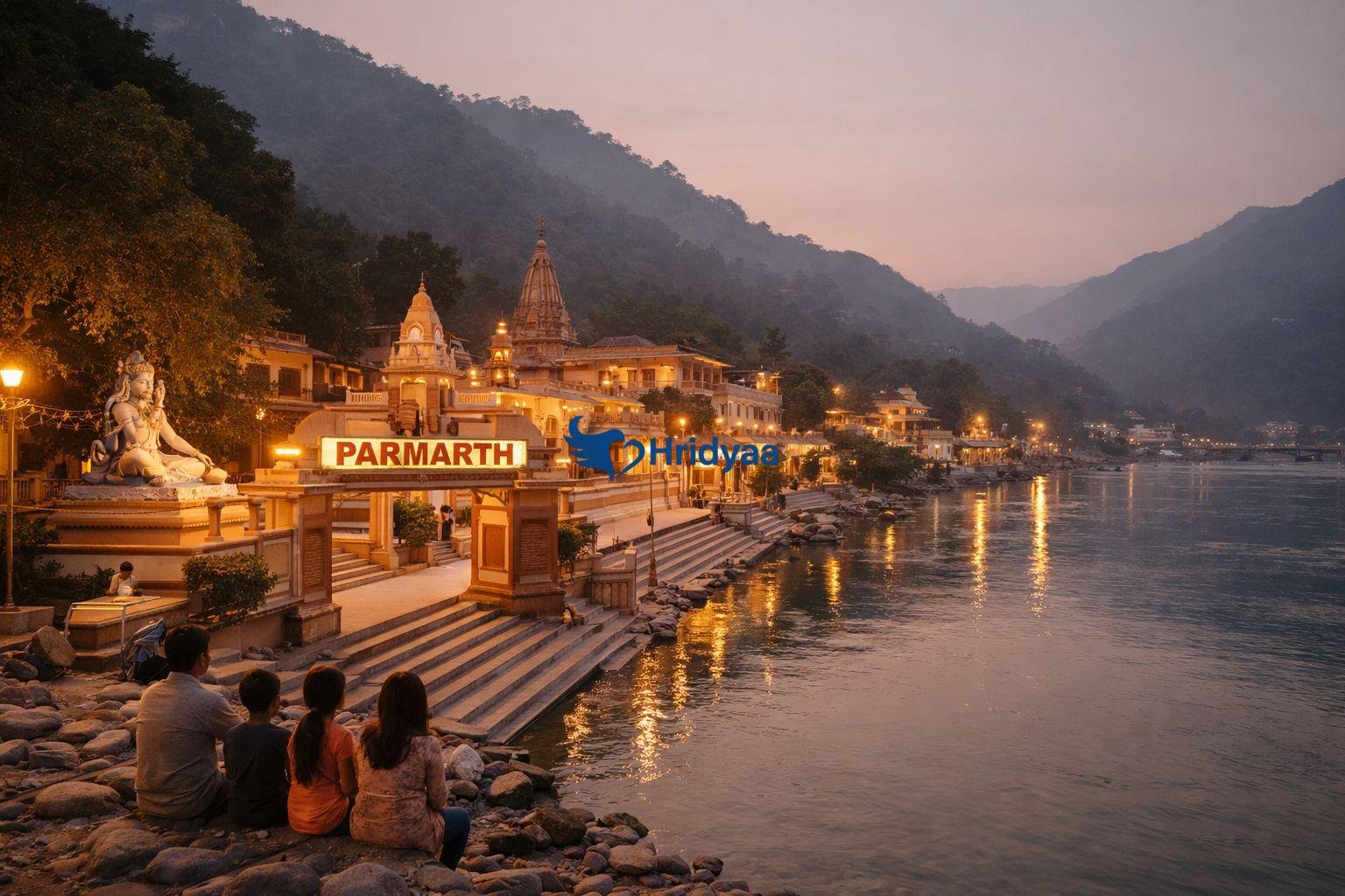 Parmarth Niketan Ashram in Rishikesh near the Ganga river