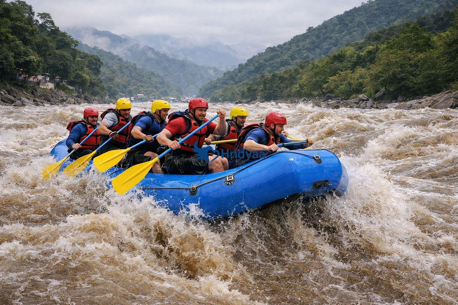 September rafting in Rishikesh with strong rapids