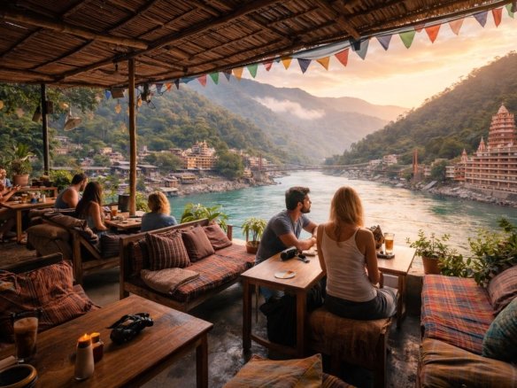 cafes in tapovan rishikesh with mountain views and cafe culture