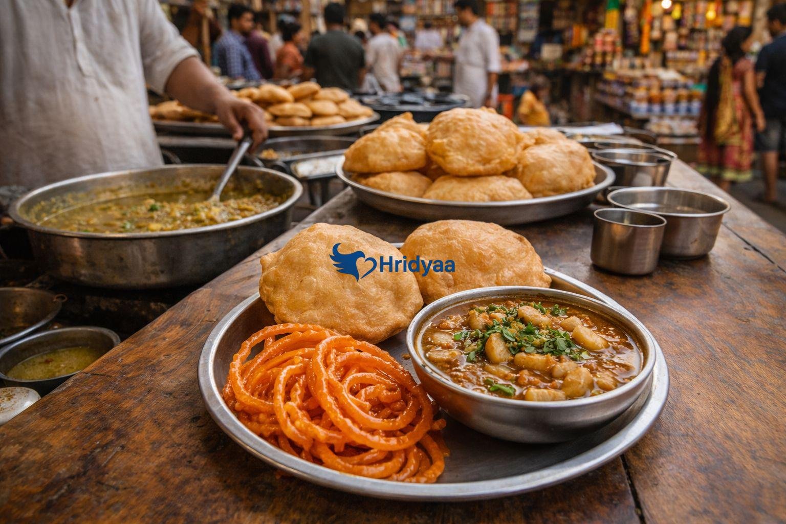 traditional aloo puri and kachori sabzi served in rishikesh market