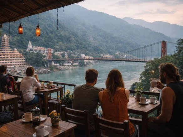 rooftop cafes near laxman jhula overlooking ganga river