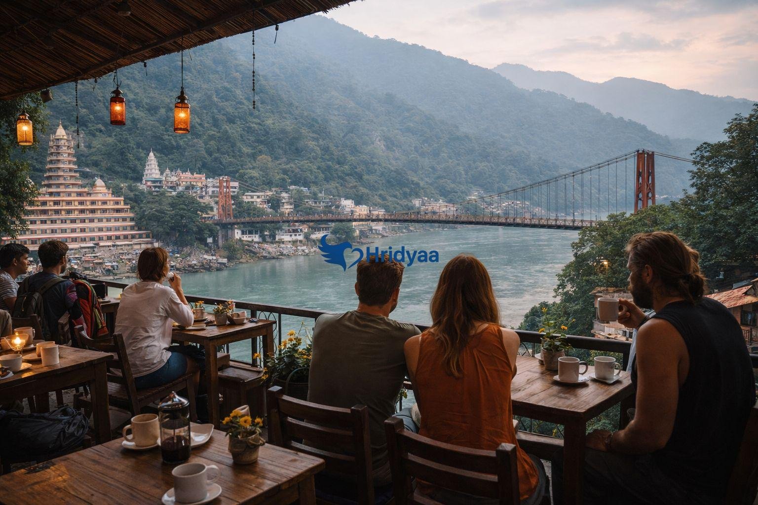 rooftop cafes near laxman jhula overlooking ganga river
