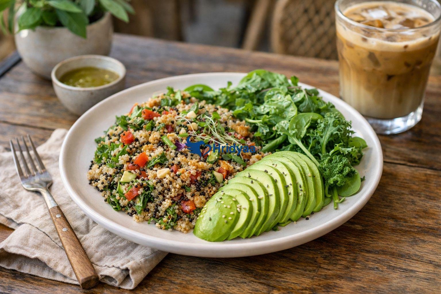 organic healthy meal rishikesh cafe quinoa salad avocado